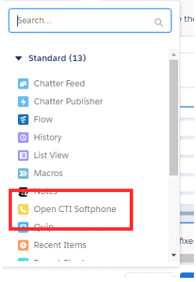 Open CTI Softphone button